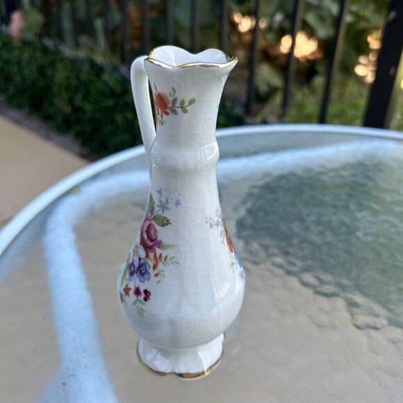 Vintage Old Foley James Kent Strawberries Butterflies Bud Vase Pitcher England - Picture 9 of 10